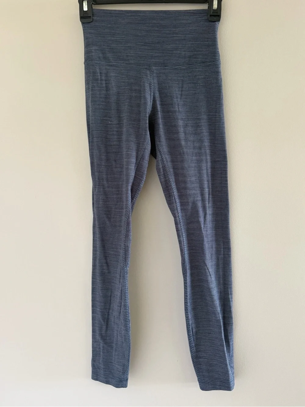 Lululemon Leggings Womens 4 Blue Gray Stripe High Rise Ankle Yoga Pants Pilates